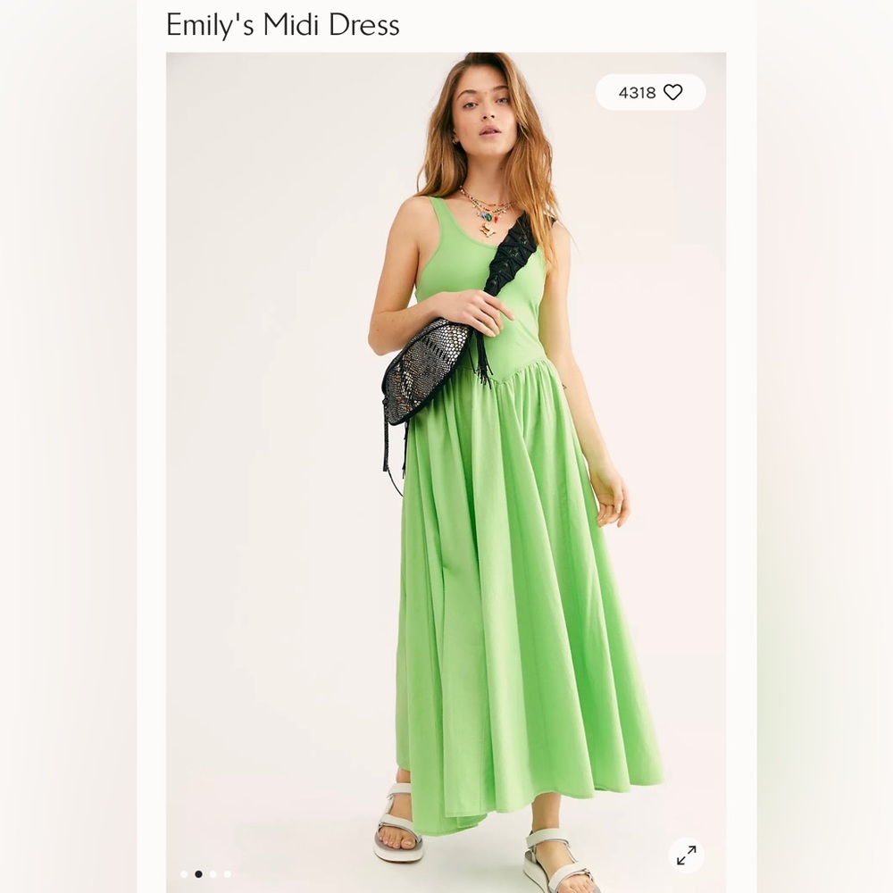 Free People Emily’s Midi Dress Lime Medium